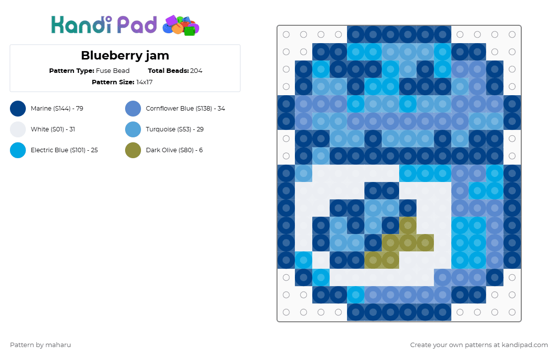 Blueberry jam - Fuse Bead Pattern by maharu on Kandi Pad - blue