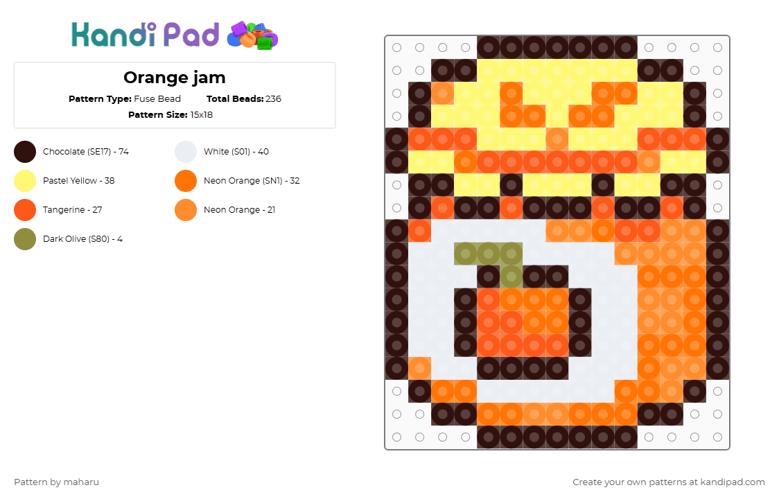 Orange jam - Fuse Bead Pattern by maharu on Kandi Pad - orange,brown