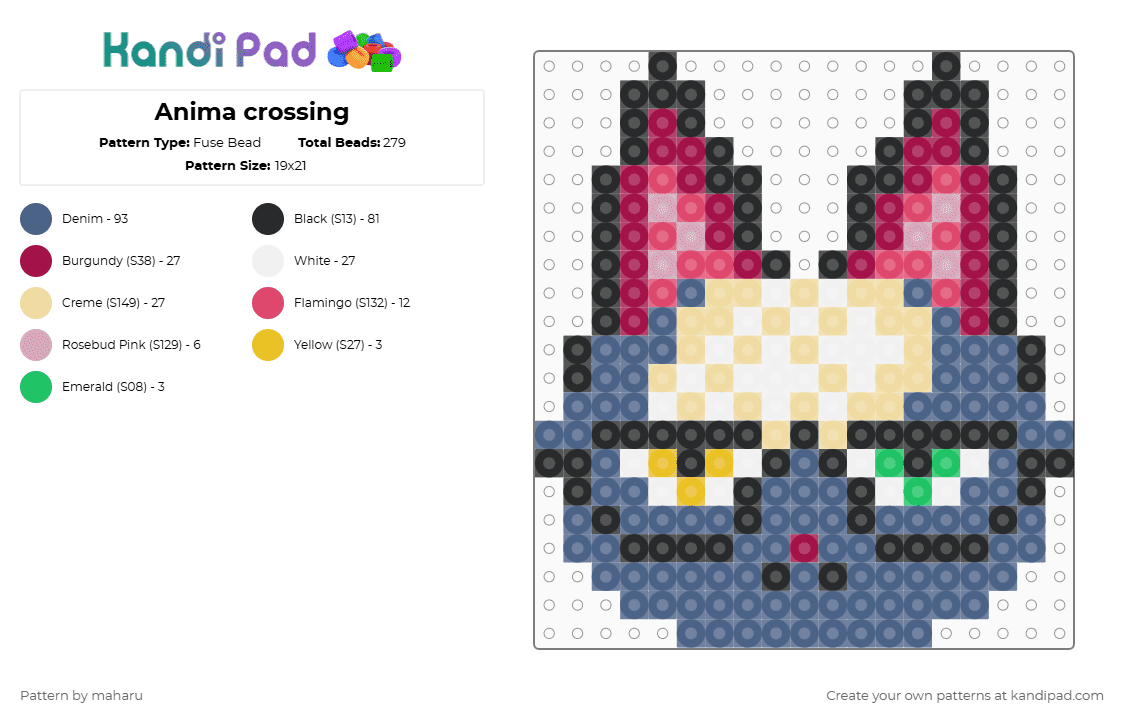 Animal crossing - Fuse Bead Pattern by maharu on Kandi Pad - pink,blue,beige