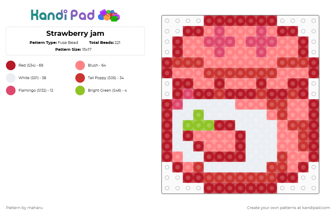 Strawberry jam - Fuse Bead Pattern by maharu on Kandi Pad - red