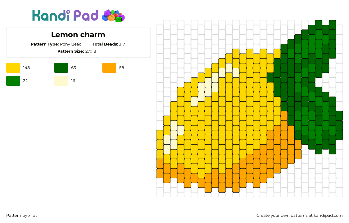 Lemon charm - Pony Bead Pattern by xlrat on Kandi Pad - 