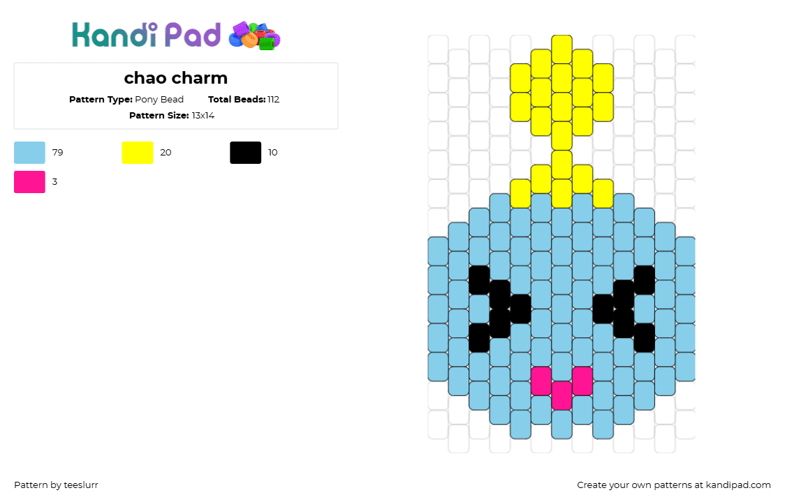 chao charm - Pony Bead Pattern by teeslurr on Kandi Pad - 