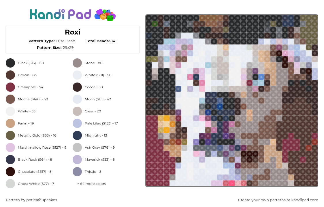 Roxi - Fuse Bead Pattern by potleafcupcakes on Kandi Pad - dog,pet,animal,portrait,cute,white,tan