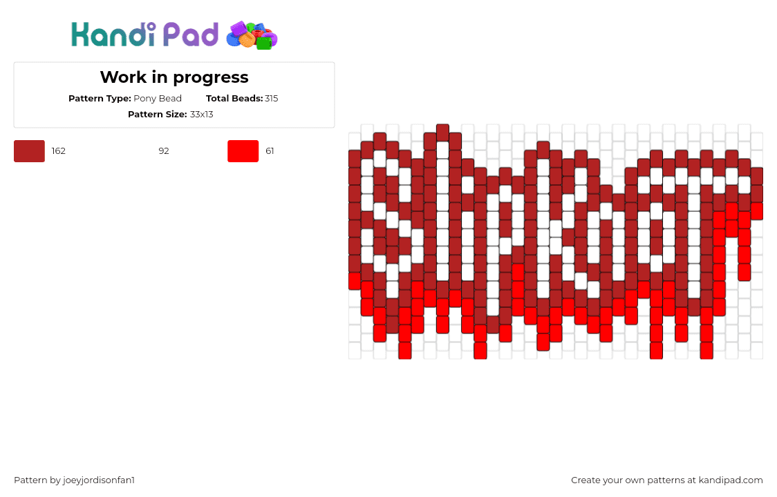 Work in progress - Pony Bead Pattern by joeyjordisonfan1 on Kandi Pad - slipknot,logo,blood,metal,drippy,music,band,text,white,red