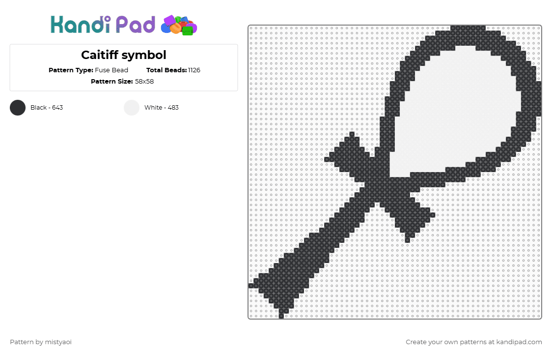 Caitiff symbol - Fuse Bead Pattern by mistyaoi on Kandi Pad - black,white