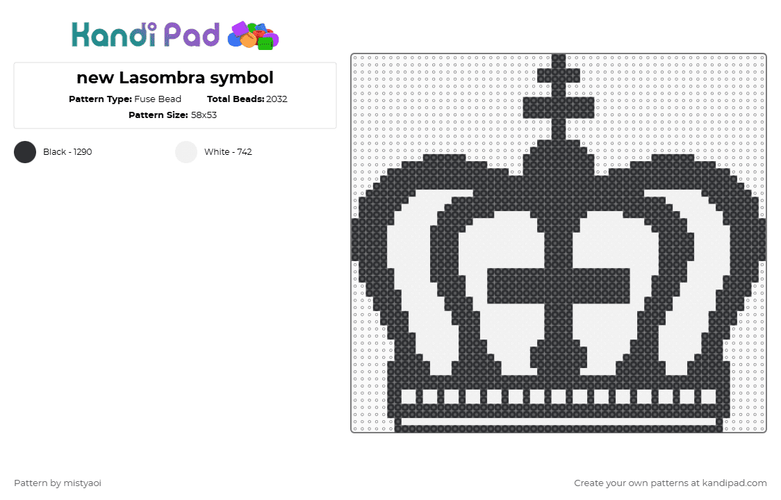new Lasombra symbol - Fuse Bead Pattern by mistyaoi on Kandi Pad - black,white
