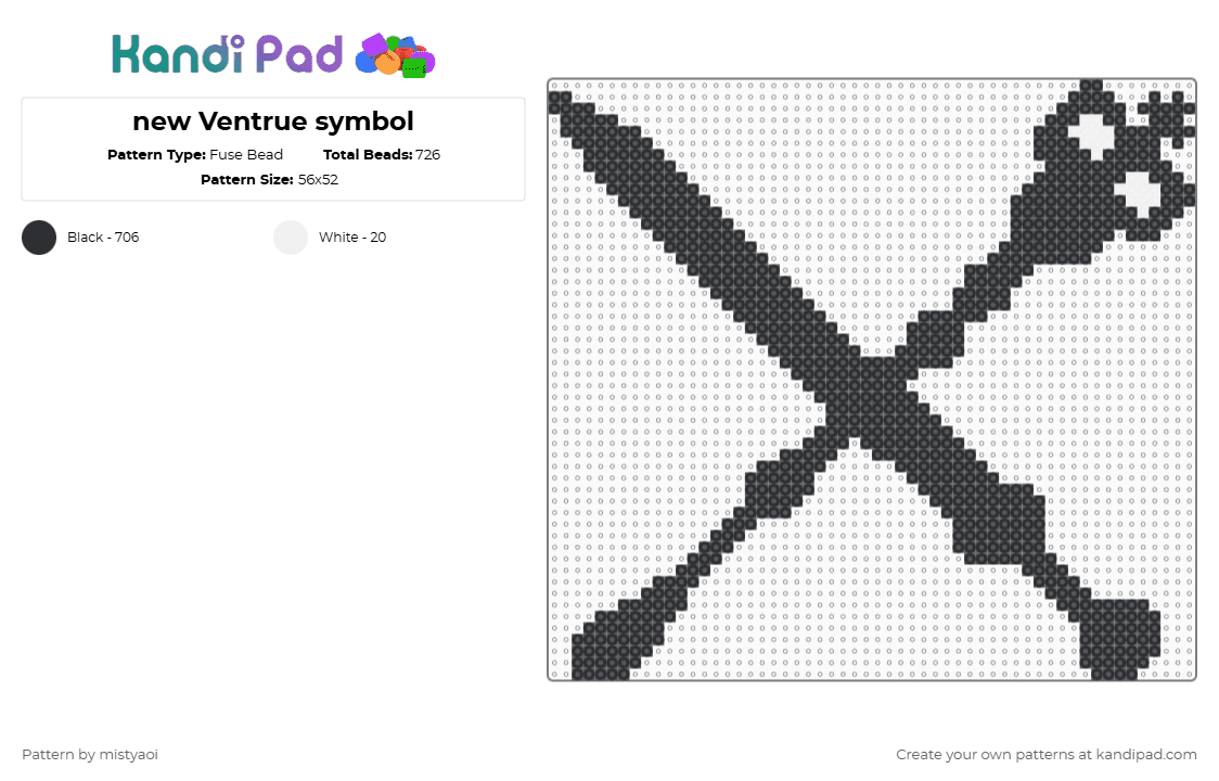 new Ventrue symbol - Fuse Bead Pattern by mistyaoi on Kandi Pad - black,vampire