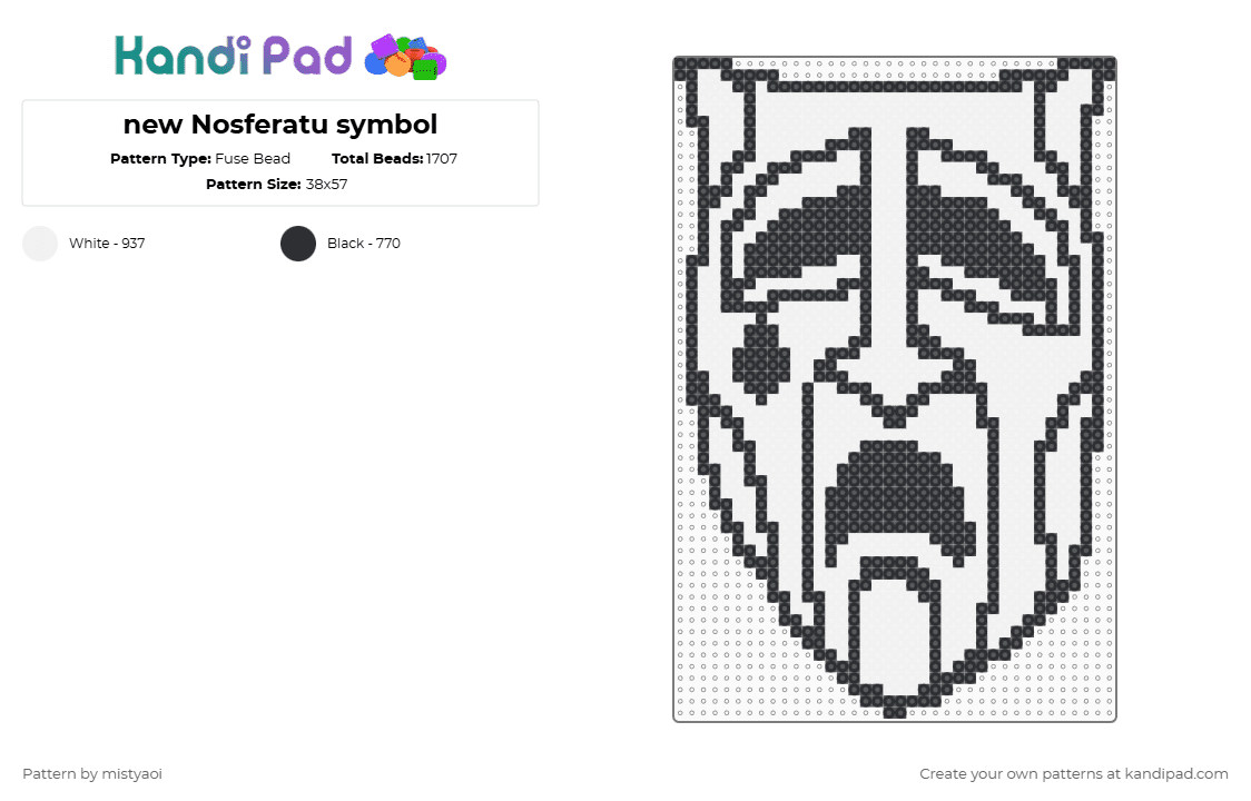 new Nosferatu symbol - Fuse Bead Pattern by mistyaoi on Kandi Pad - black,white,vampire