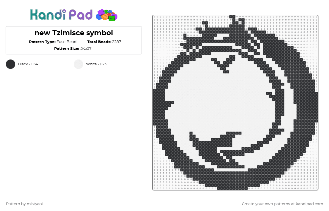 new Tzimisce symbol - Fuse Bead Pattern by mistyaoi on Kandi Pad - black,white