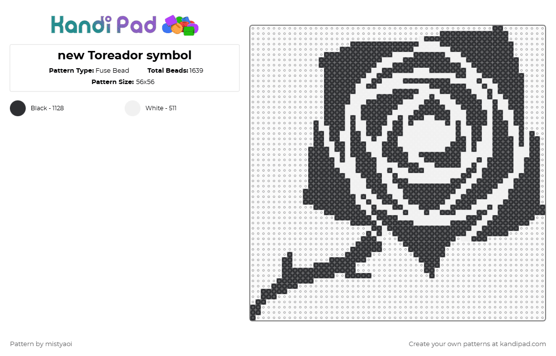 new Toreador symbol - Fuse Bead Pattern by mistyaoi on Kandi Pad - black,white,vampire