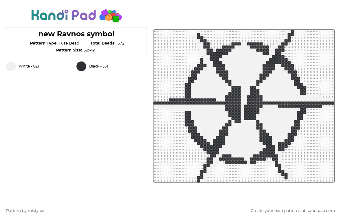 new Ravnos symbol - Fuse Bead Pattern by mistyaoi on Kandi Pad - black,white,vampire