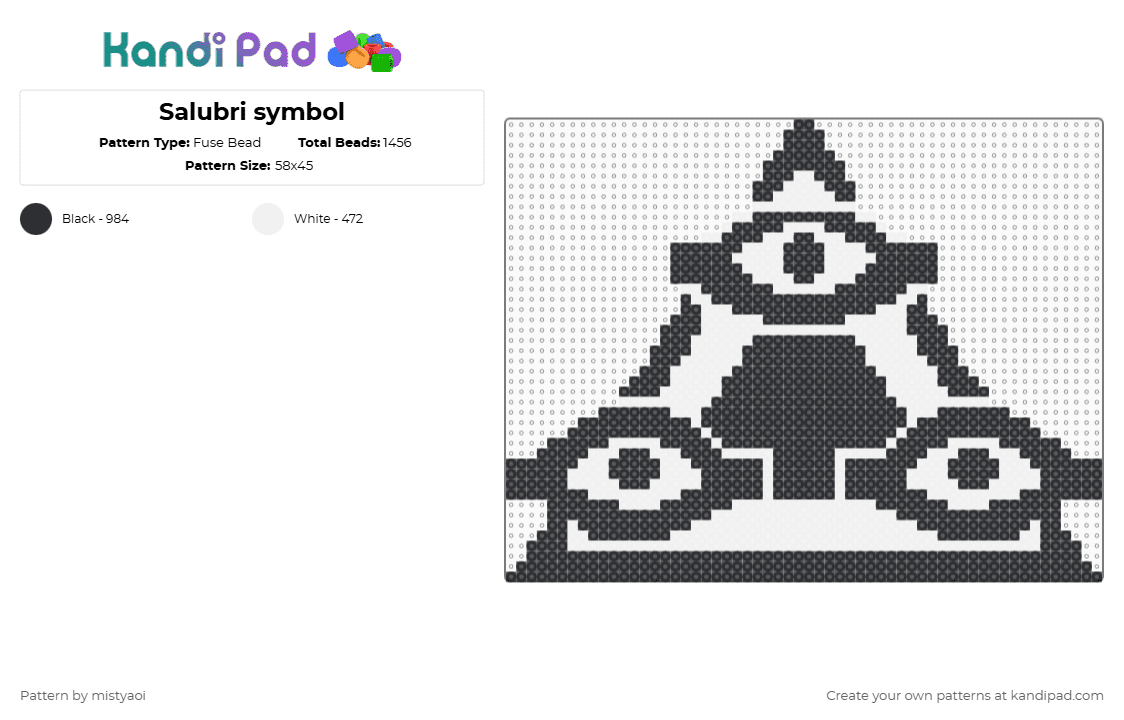 Salubri symbol - Fuse Bead Pattern by mistyaoi on Kandi Pad - black,white,vampire