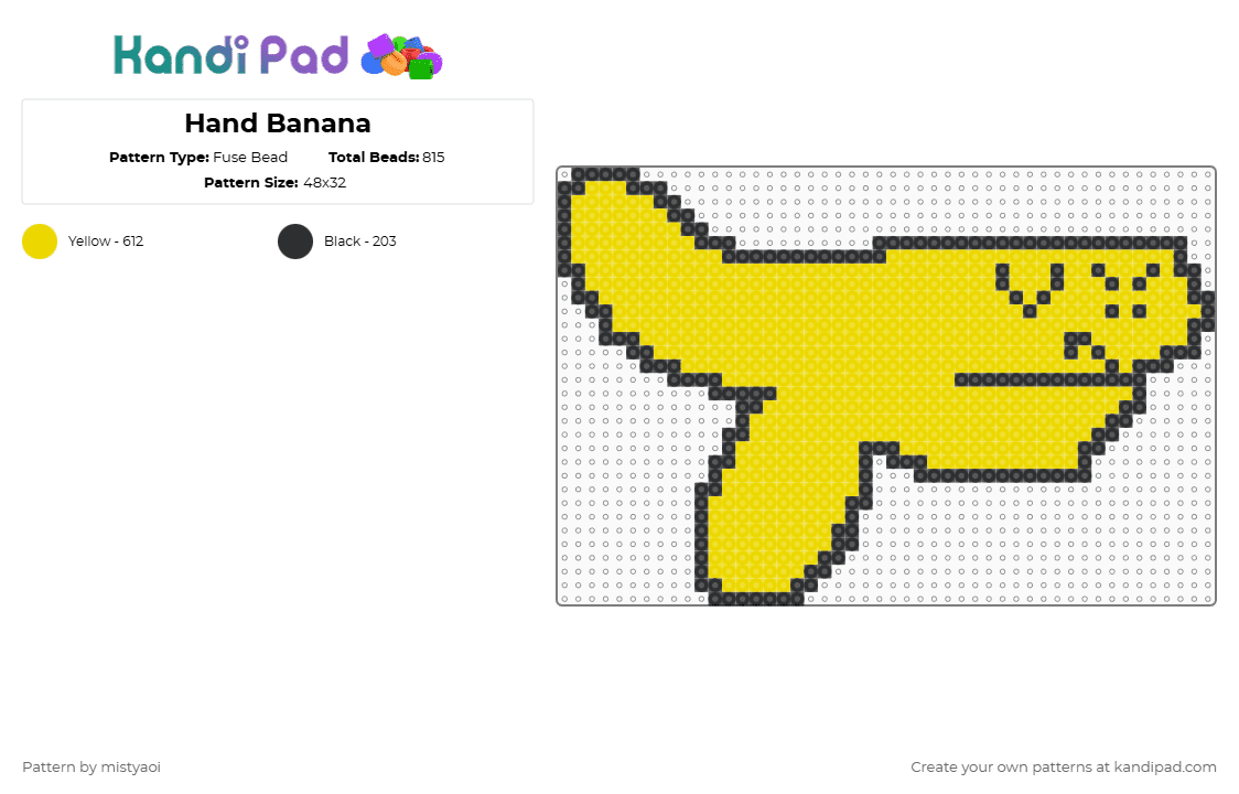 Hand Banana - Fuse Bead Pattern by mistyaoi on Kandi Pad - yellow