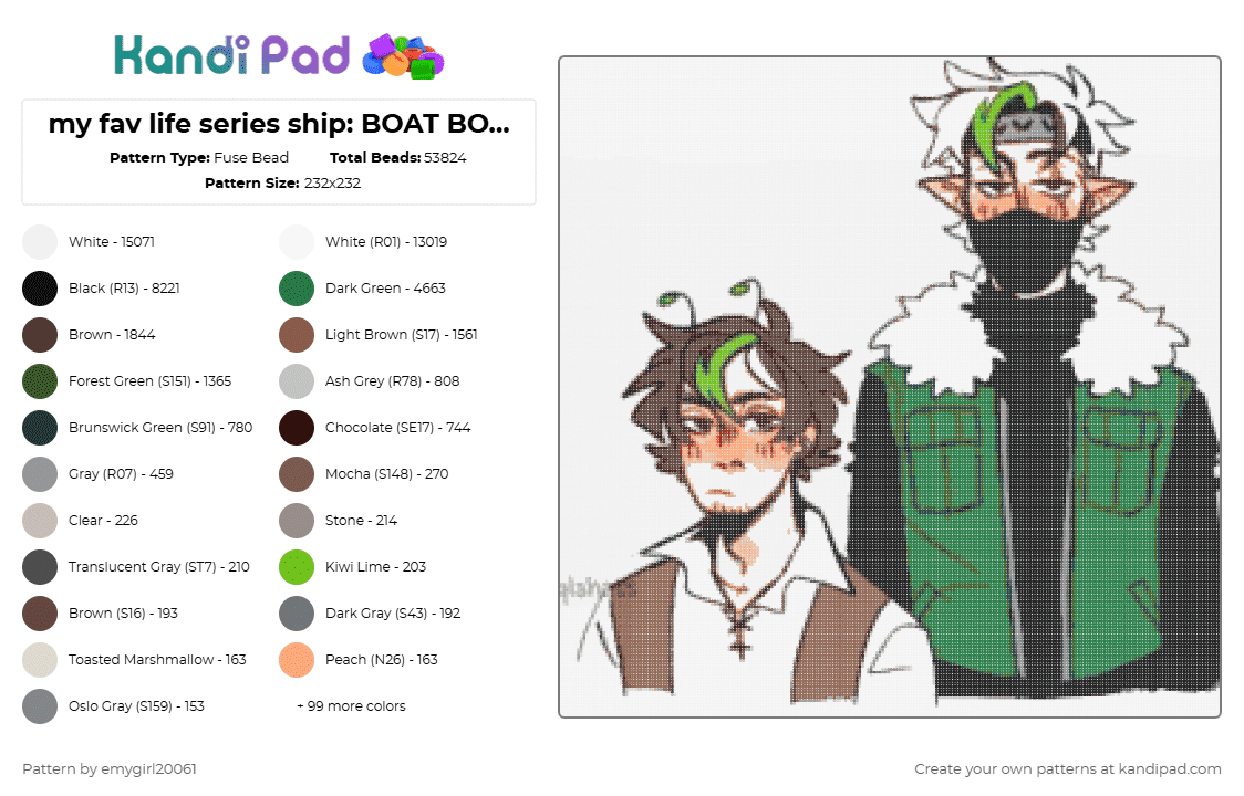 my fav life series ship: BOAT BOISSSS - Fuse Bead Pattern by emygirl20061 on Kandi Pad - 