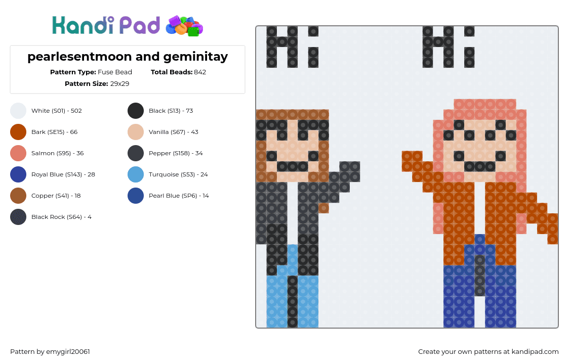 pearlescentmoon and geminitay - Fuse Bead Pattern by emygirl20061 on Kandi Pad - pearlescentmoon,geminitay,life series,youtube,minecraft,streamer,character