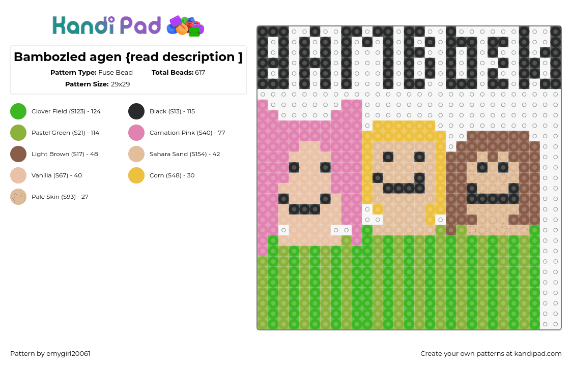 Bambozled agen {read description ] - Fuse Bead Pattern by emygirl20061 on Kandi Pad - bamboozlers,life series,goodtimeswithscar,solidarity,ldshadowlady,minecraft,video game,green