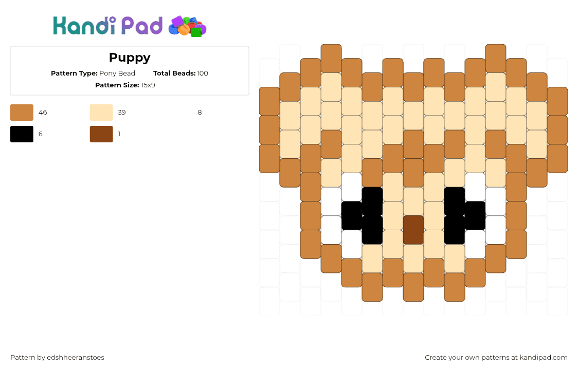 Puppy - Pony Bead Pattern by edshheeranstoes on Kandi Pad - puppym,skzoo,stray kids,band,kpop,music,charm,simple,animal,tan