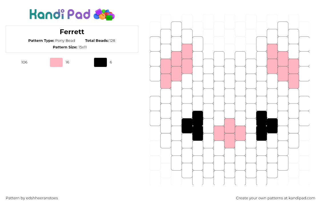 Ferrett - Pony Bead Pattern by edshheeranstoes on Kandi Pad - jiniret,skzoo,stray kids,band,kpop,music,head,charm,simple,white