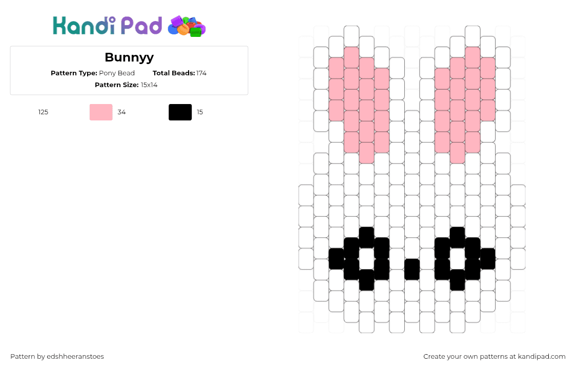 Bunnyy - Pony Bead Pattern by edshheeranstoes on Kandi Pad - leebit,skzoo,stray kids,bunny,character,music,animal,white