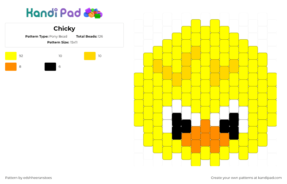 Chicky - Pony Bead Pattern by edshheeranstoes on Kandi Pad - bbokari,stray kids,skzoo,music,chick,yellow