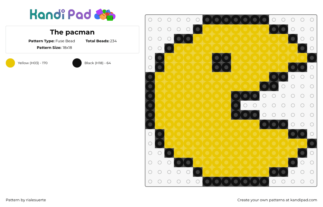 The pacman - Fuse Bead Pattern by rialesuerte on Kandi Pad - 