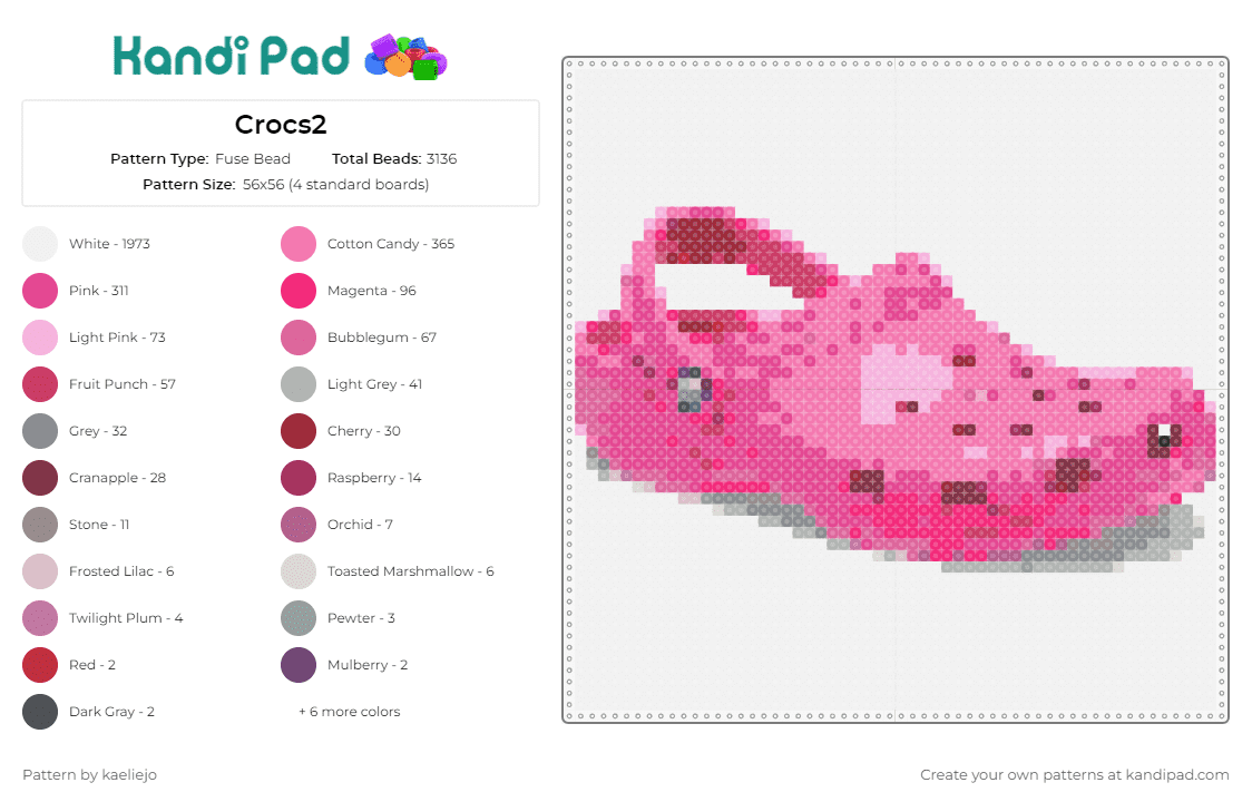 Crocs2 - Fuse Bead Pattern by kaeliejo on Kandi Pad - crocs,shoe