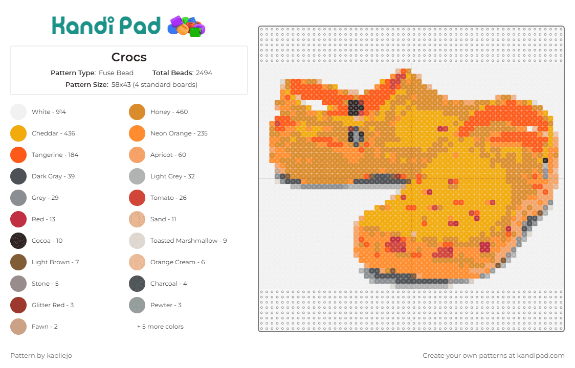 Crocs - Fuse Bead Pattern by kaeliejo on Kandi Pad - crocs,shoe