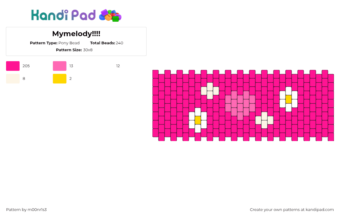 Mymelody!!!! - Pony Bead Pattern by m00nr1s3 on Kandi Pad - my melody,sanrio,flowers,cuff,simple,pink