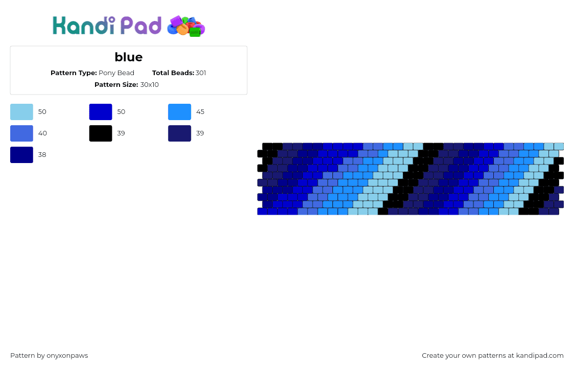 blue - Pony Bead Pattern by onyxonpaws on Kandi Pad - gradient,water,dark,diagonal,stripes,cuff,blue,light blue,black