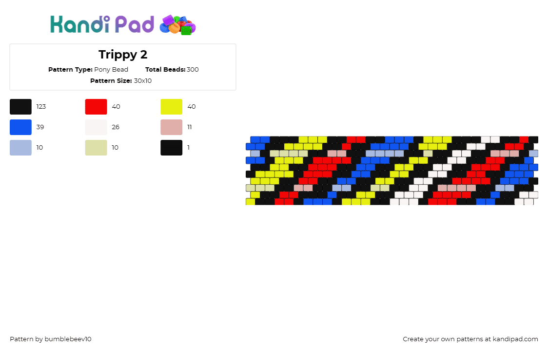 Trippy 2 - Pony Bead Pattern by bumblebeev10 on Kandi Pad - colorful,cuff