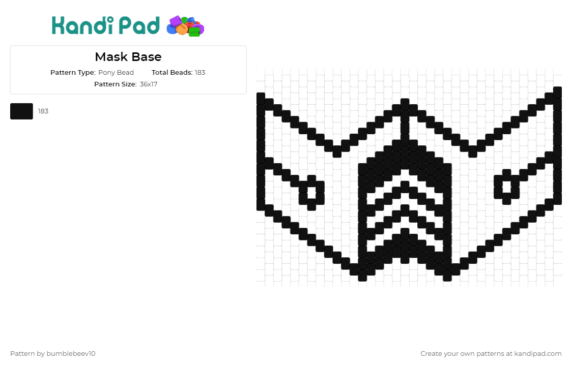 Mask Base - Pony Bead Pattern by bumblebeev10 on Kandi Pad - mask