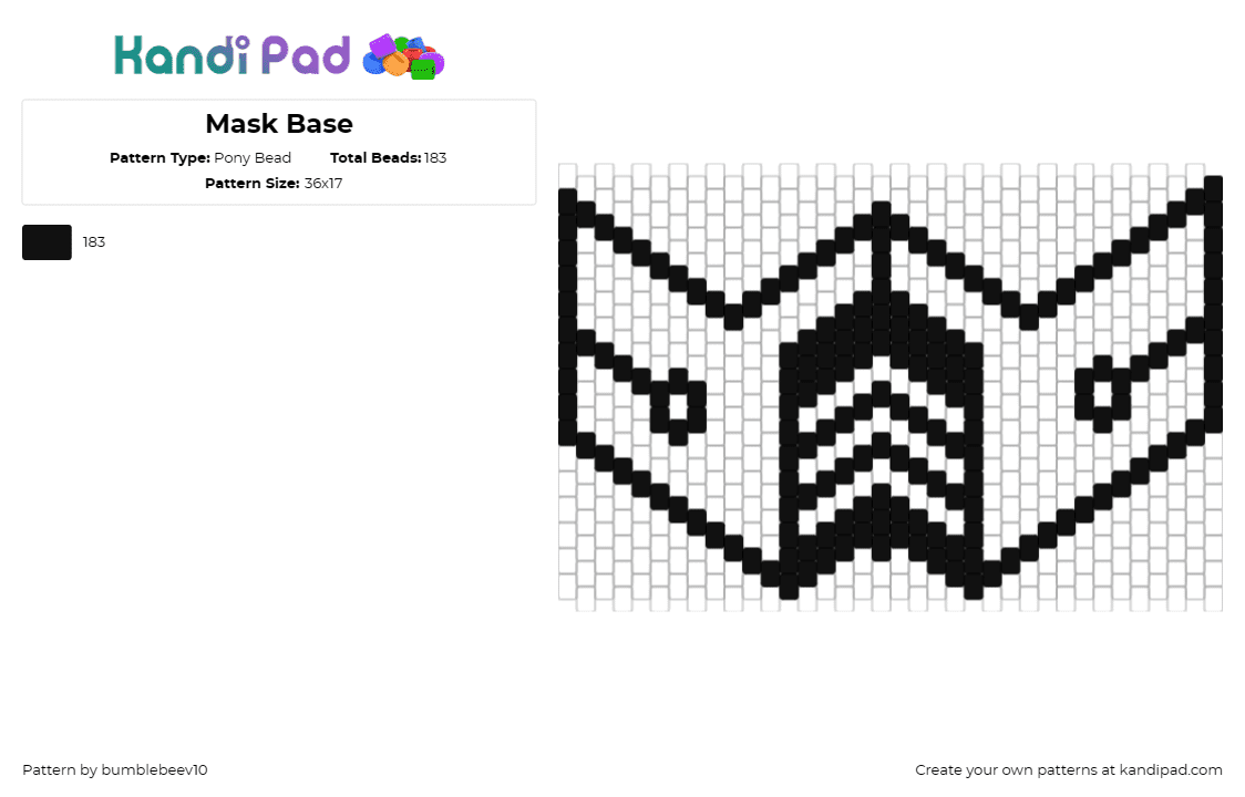 Mask Base - Pony Bead Pattern by bumblebeev10 on Kandi Pad - mask