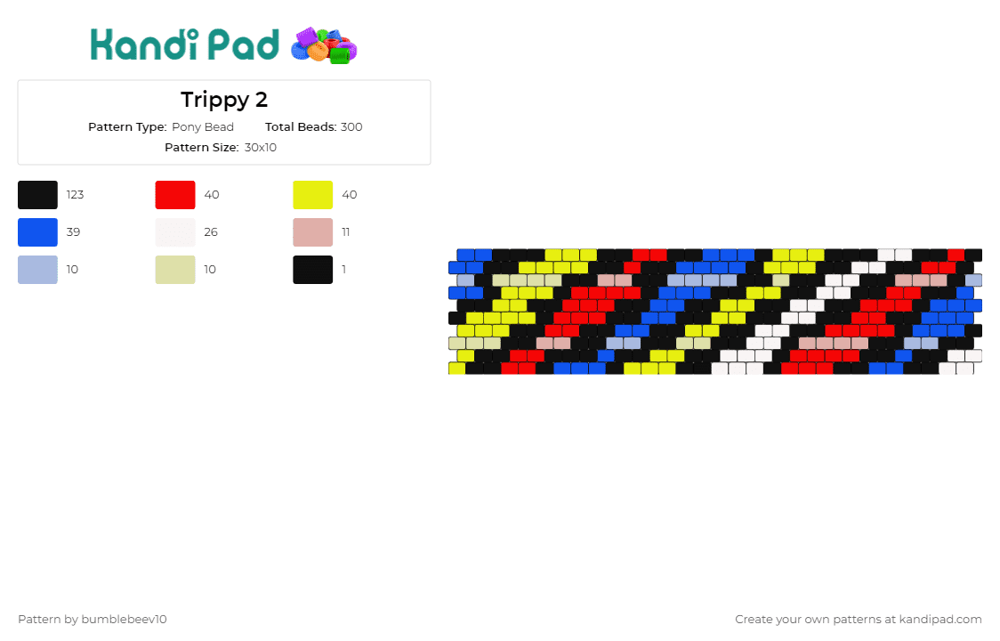 Trippy 2 - Pony Bead Pattern by bumblebeev10 on Kandi Pad - colorful,cuff