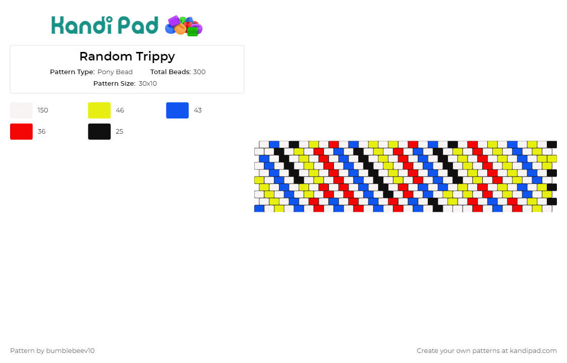 Random Trippy - Pony Bead Pattern by bumblebeev10 on Kandi Pad - colorful,stripes,cuff
