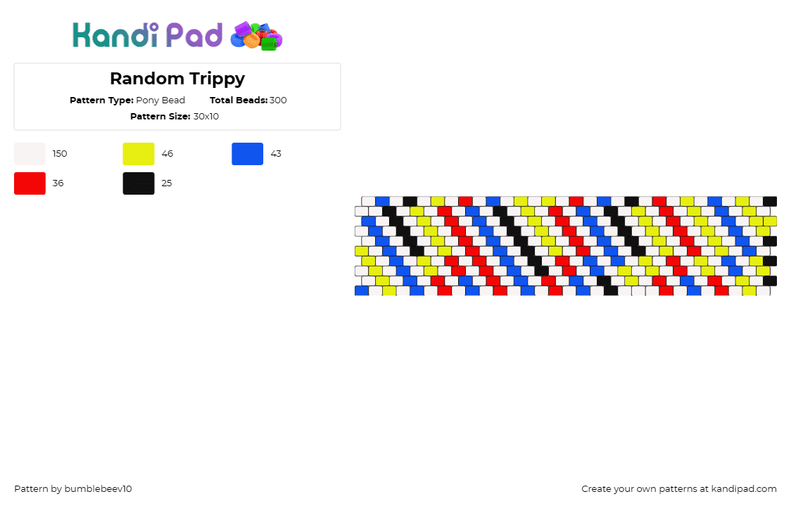 Random Trippy - Pony Bead Pattern by bumblebeev10 on Kandi Pad - colorful,stripes,cuff