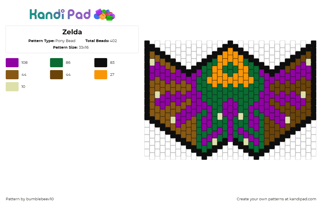 Zelda - Pony Bead Pattern by bumblebeev10 on Kandi Pad - legend of zelda,mask