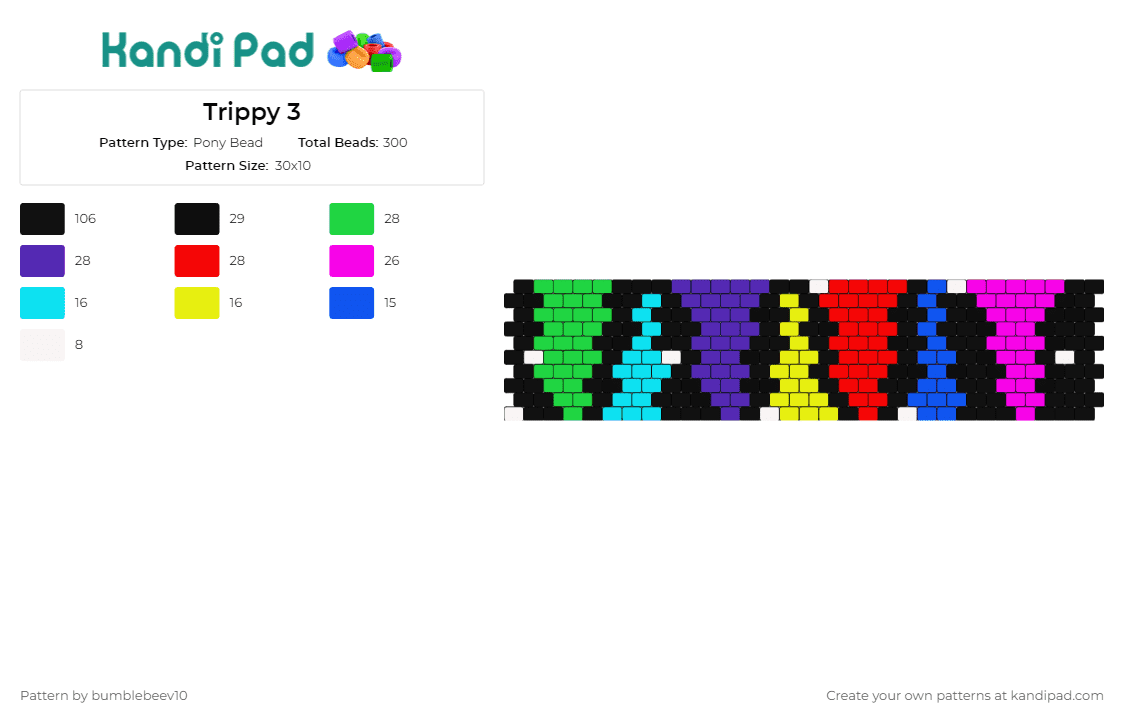 Trippy 3 - Pony Bead Pattern by bumblebeev10 on Kandi Pad - colorful,trippy,melting