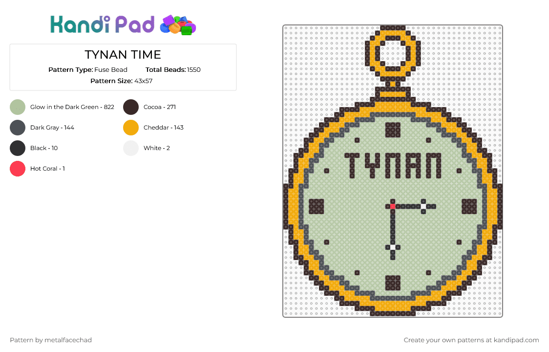TYNAN TIME - Fuse Bead Pattern by metalfacechad on Kandi Pad - brown,beige