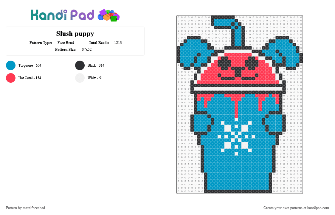 Slush puppy - Fuse Bead Pattern by metalfacechad on Kandi Pad - light blue