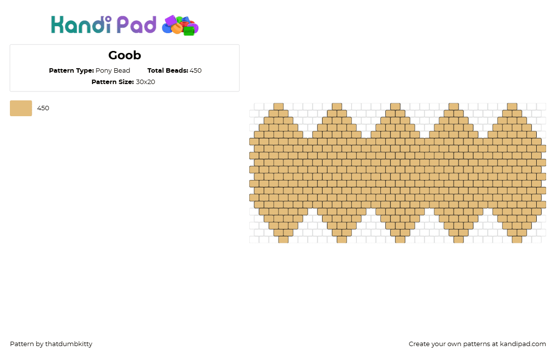 Goob - Pony Bead Pattern by thatdumbkitty on Kandi Pad - goob,dandys world,geometric,cuff,video game,tan