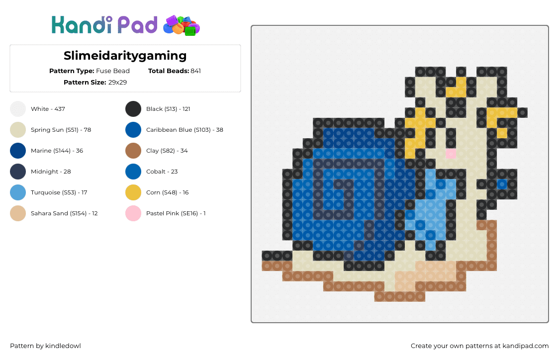 Slimeidaritygaming - Fuse Bead Pattern by kindledowl on Kandi Pad - jimmy solidarity,snail,life series,character,animal,slug,spiral,blue,tan