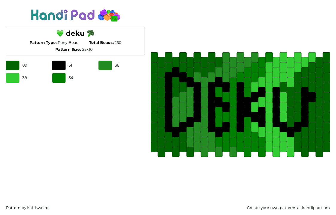 💚 deku 🥦 - Pony Bead Pattern by kai_isweird on Kandi Pad - 