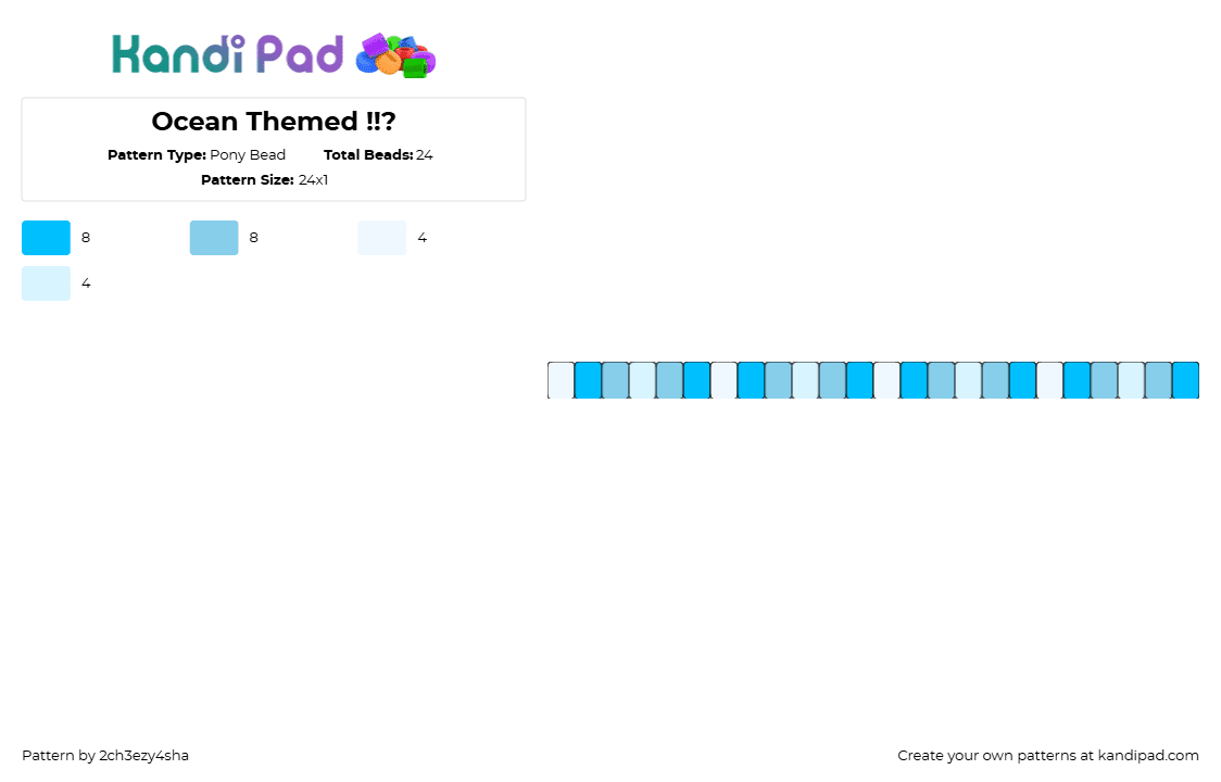 Ocean Themed !!? - Pony Bead Pattern by 2ch3ezy4sha on Kandi Pad - ocean,water,simple,single,bracelet,light blue