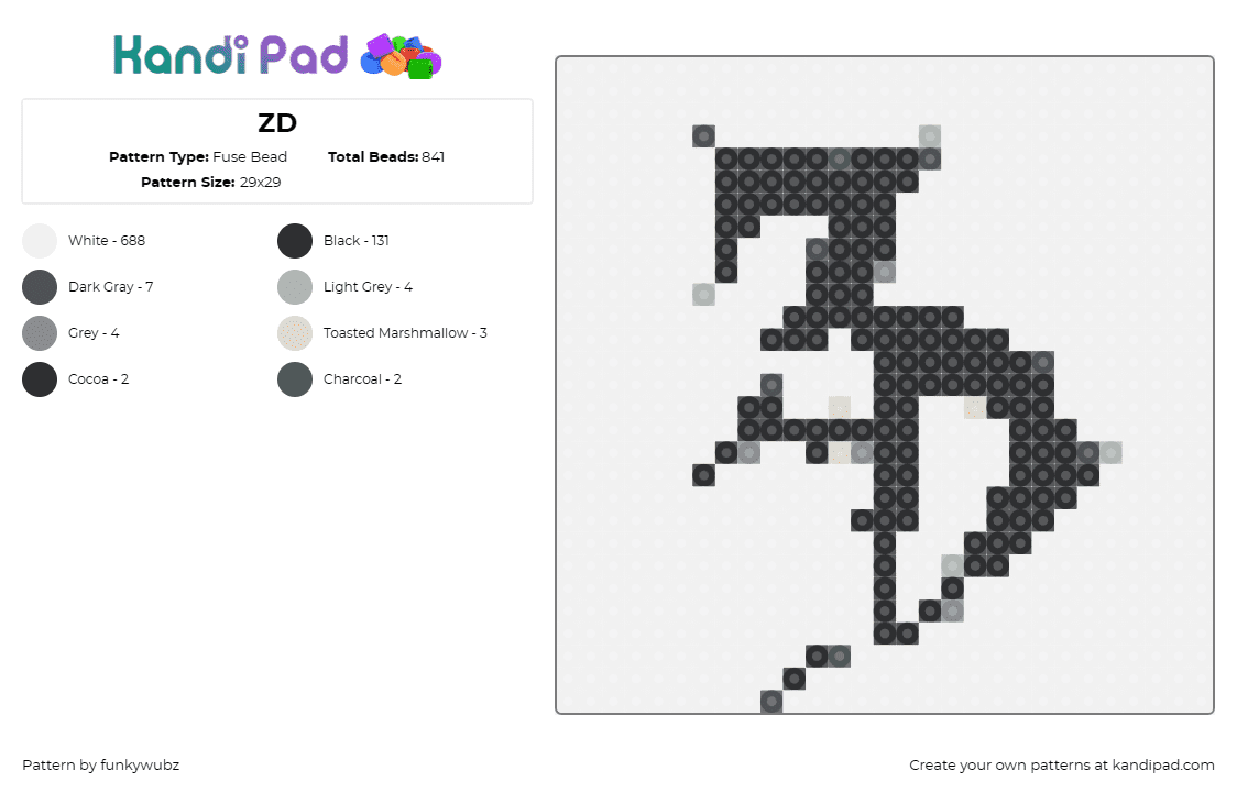 ZD - Fuse Bead Pattern by funkywubz on Kandi Pad - zeds dead,dj,music,edm,logo,electronic,vibes,influence,scene,black