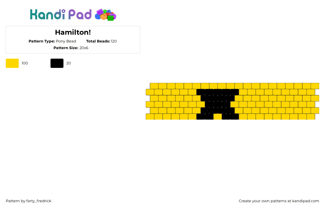 Hamilton! Pony Bead Pattern - Kandi Pad 