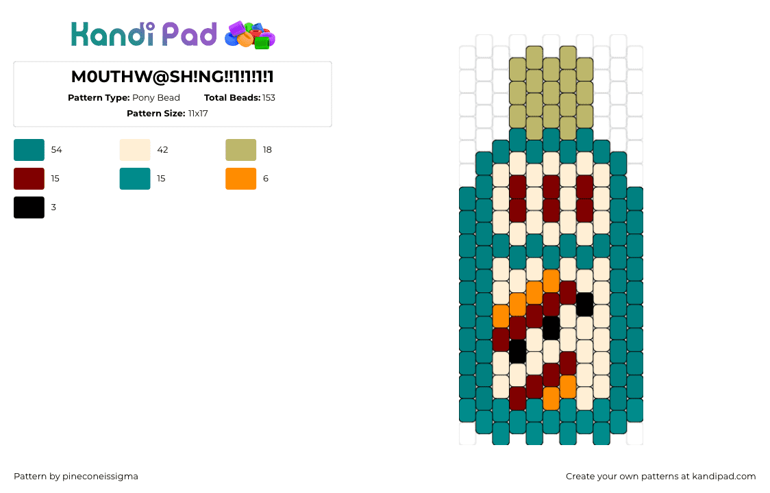 M0UTHW@SH!NG!!1!1!1!1 - Pony Bead Pattern by pineconeissigma on Kandi Pad - mouthwash,death juice,charm,video game,horror,teal,beige