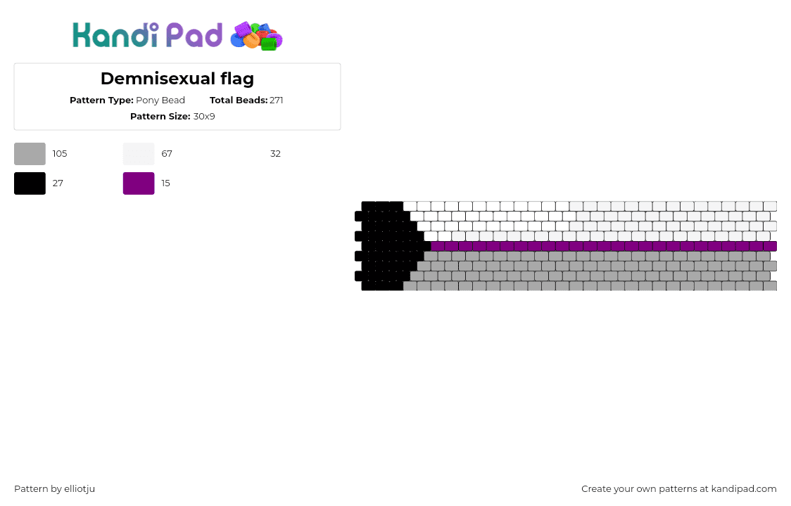 Demnisexual flag - Pony Bead Pattern by elliotju on Kandi Pad - 