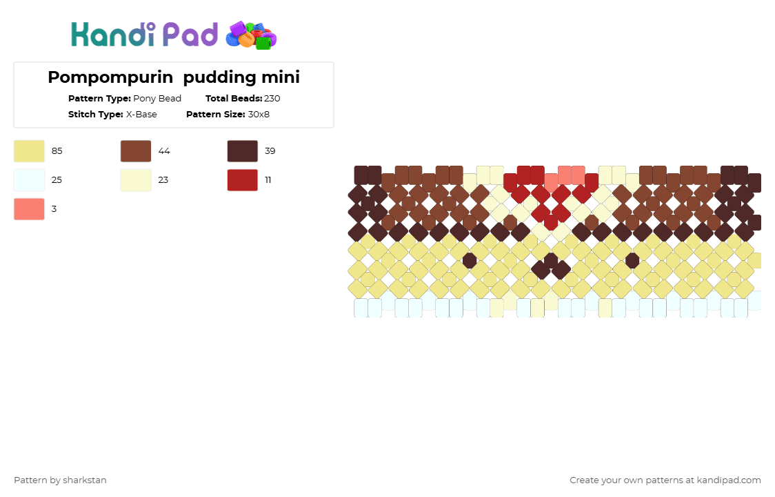 Pompompurin  pudding mini - Pony Bead Pattern by sharkstan on Kandi Pad - yellow,red