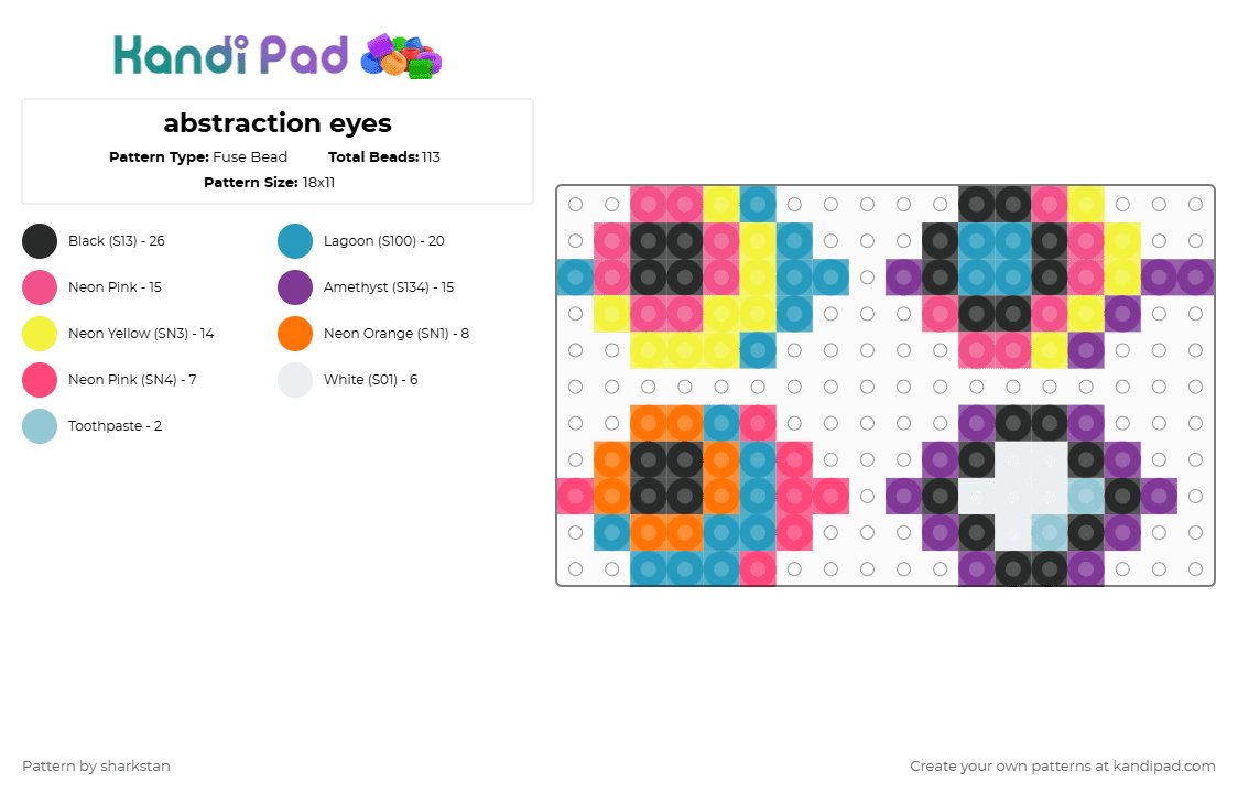 abstraction eyes - Fuse Bead Pattern by sharkstan on Kandi Pad - light blue, pink