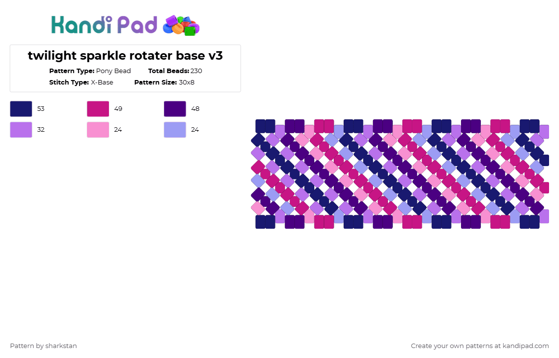 twilight sparkle rotater base v3 - Pony Bead Pattern by sharkstan on Kandi Pad - purple,pink